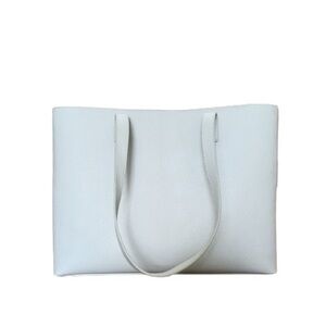 Soprano Light Gray Large Leather Work Tote Bag Purse